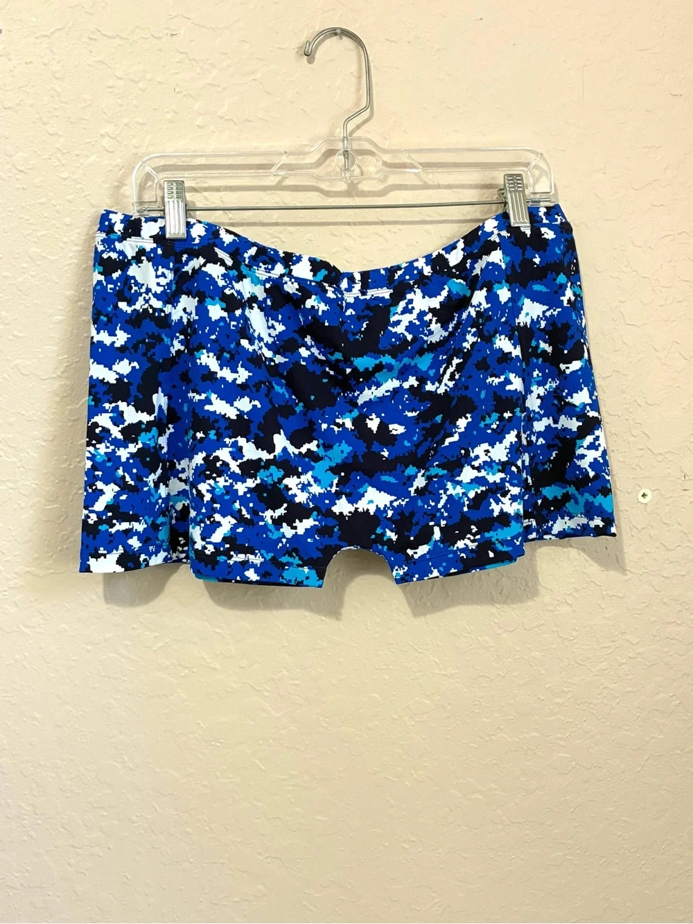 Ibkul Bike Shorts Women’s Large Blue Digital Camouflage Pull On Active